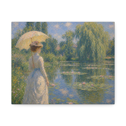 Impressionist Lady with Parasol Stretched Canvas Art