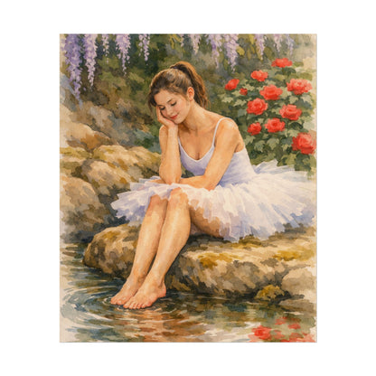 Ballerina by the Pond Watercolor Poster — Matte Textured Art Print