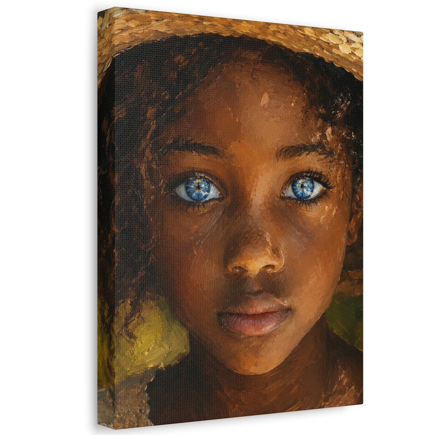 Canvas Wall Art — Portrait of Girl with Blue Eyes Stretched Canvas