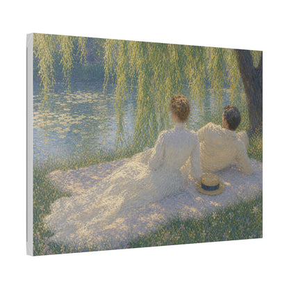 Impressionist Couples by the Lake — Classic Stretched Canvas Art Print