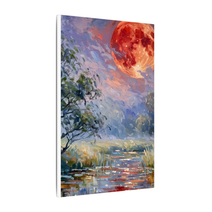 Red Moon Lake Matte Canvas Print — Stretched Wall Art