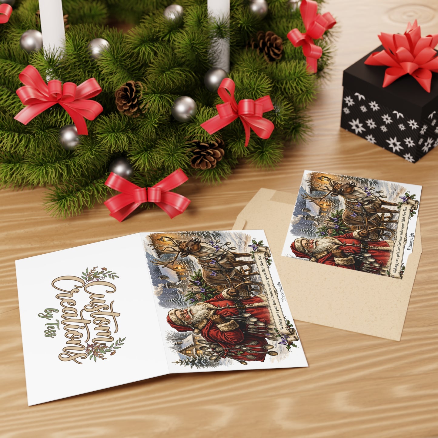 Vintage Santa Christmas Greeting Card — Rustic Holiday Blank Note Card (1 or 10-Pack)