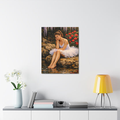 Ballerina by the Pond Stretched Canvas