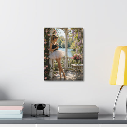 Ballet Ballerina Garden Stretched Canvas Wall Art – Romantic Dance Decor
