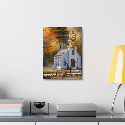 Autumn Chapel Wall Art — Stretched Canvas