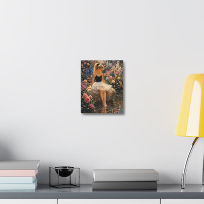 Ballet Girl in Flower Garden — Stretched Canvas Wall Art