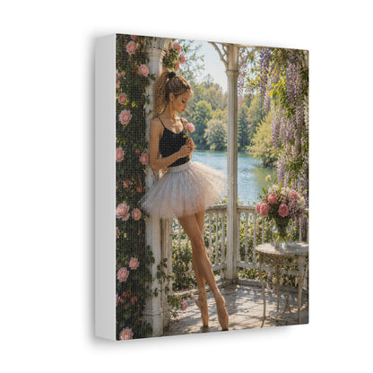Ballet Ballerina Garden Stretched Canvas Wall Art – Romantic Dance Decor