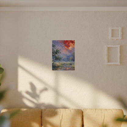 Red Moon Lake Matte Canvas Print — Stretched Wall Art
