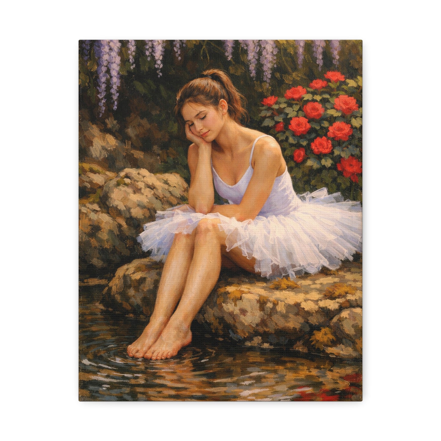Ballerina by the Pond Stretched Canvas