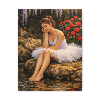 Ballerina by the Pond Stretched Canvas
