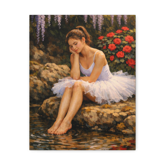 Ballerina by the Pond Stretched Canvas