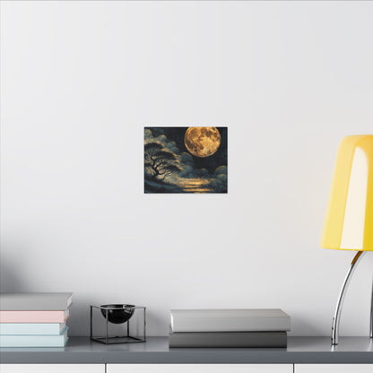 Golden Moonlit Lake Matte Canvas
