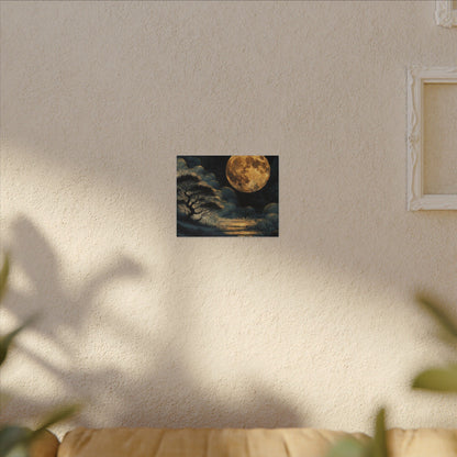 Golden Moonlit Lake Matte Canvas