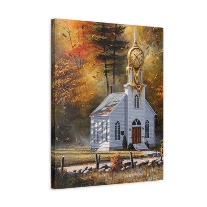 Autumn Chapel Wall Art — Stretched Canvas