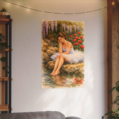 Ballerina by the Pond Watercolor Poster — Matte Textured Art Print