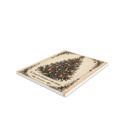Vintage Christmas Tree Greeting Cards — 'All I Want for Christmas Is More Spoons' (8/16/24 pcs)