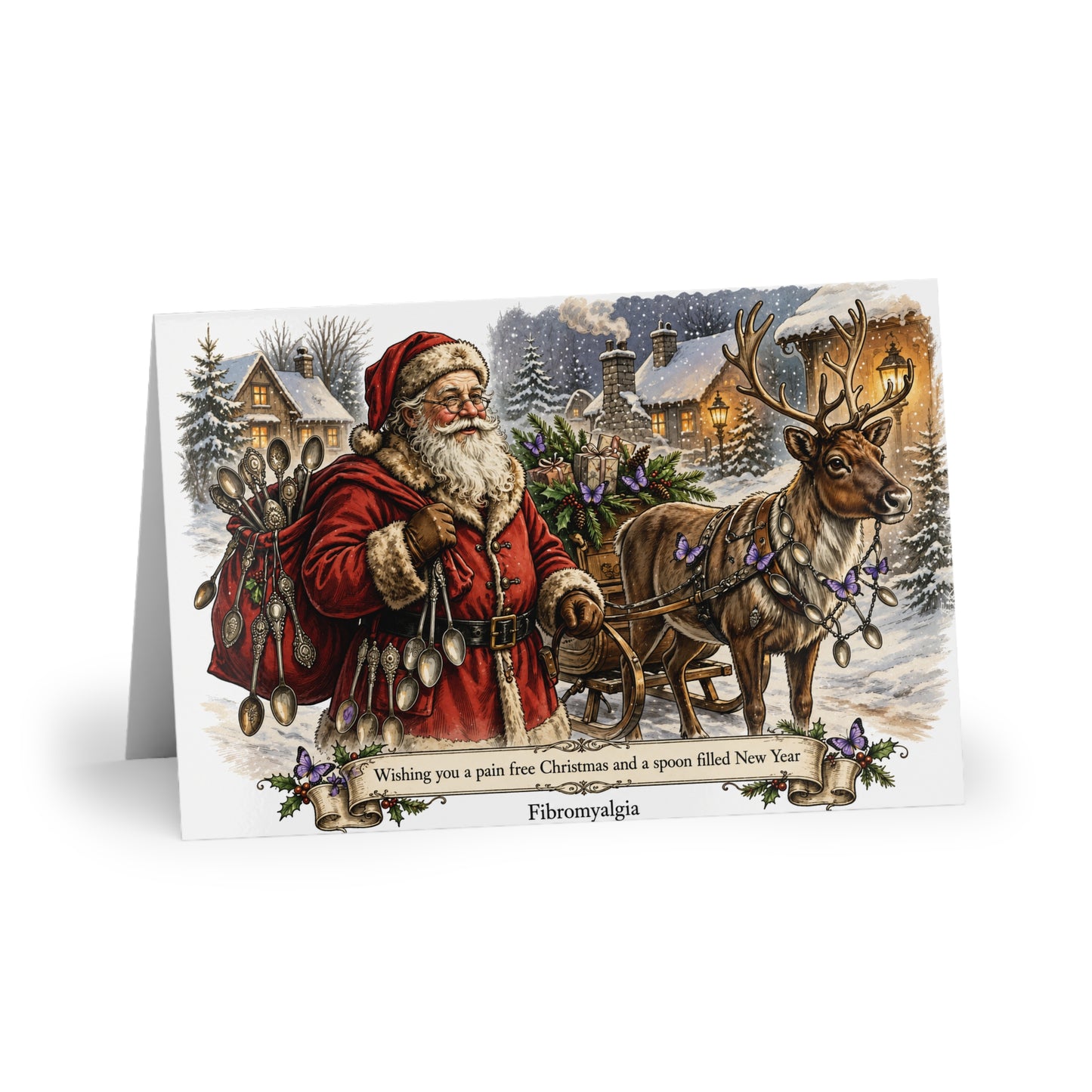 Vintage Santa Christmas Greeting Card — Rustic Holiday Blank Note Card (1 or 10-Pack)