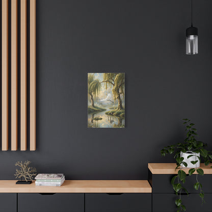 Tranquil Willow Canvas Print — Dreamy Lake Landscape Wall Art