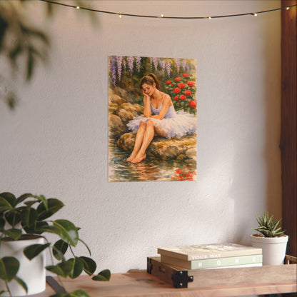 Ballerina by the Pond Watercolor Poster — Matte Textured Art Print