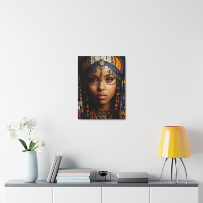 Boho Desert Princess Stretched Canvas Wall Art — Ethereal Tribal Portrait