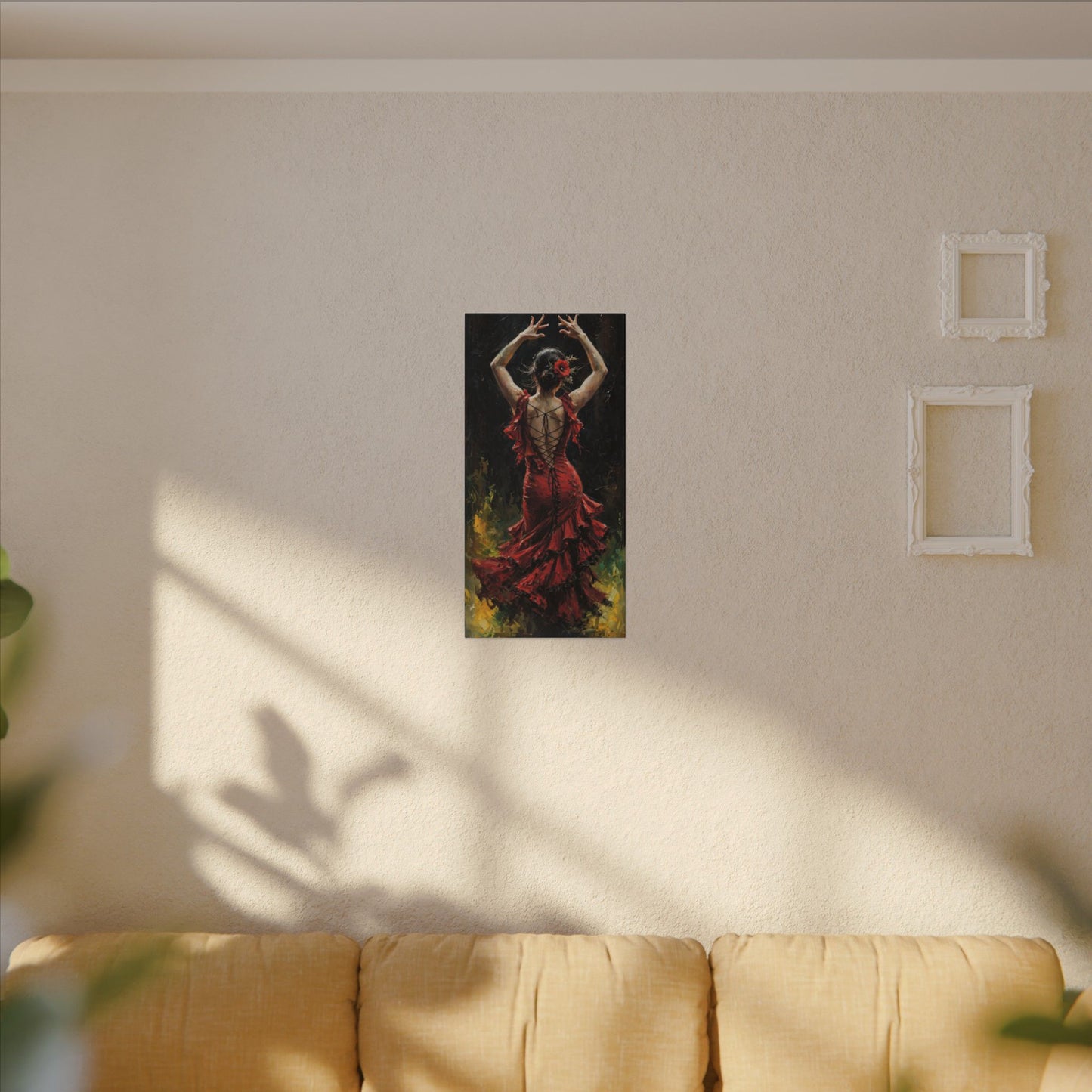 Flamenco Dancer Matte Canvas Wall Art — Stretched Red Dress Painting