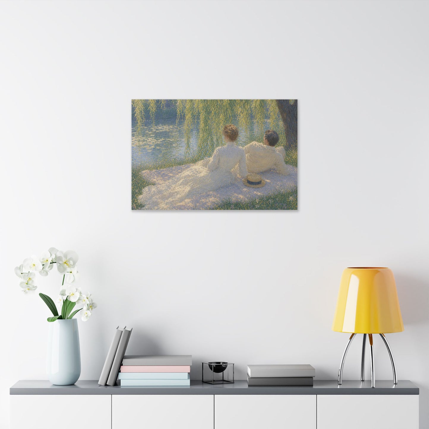 Impressionist Couples by the Lake — Classic Stretched Canvas Art Print