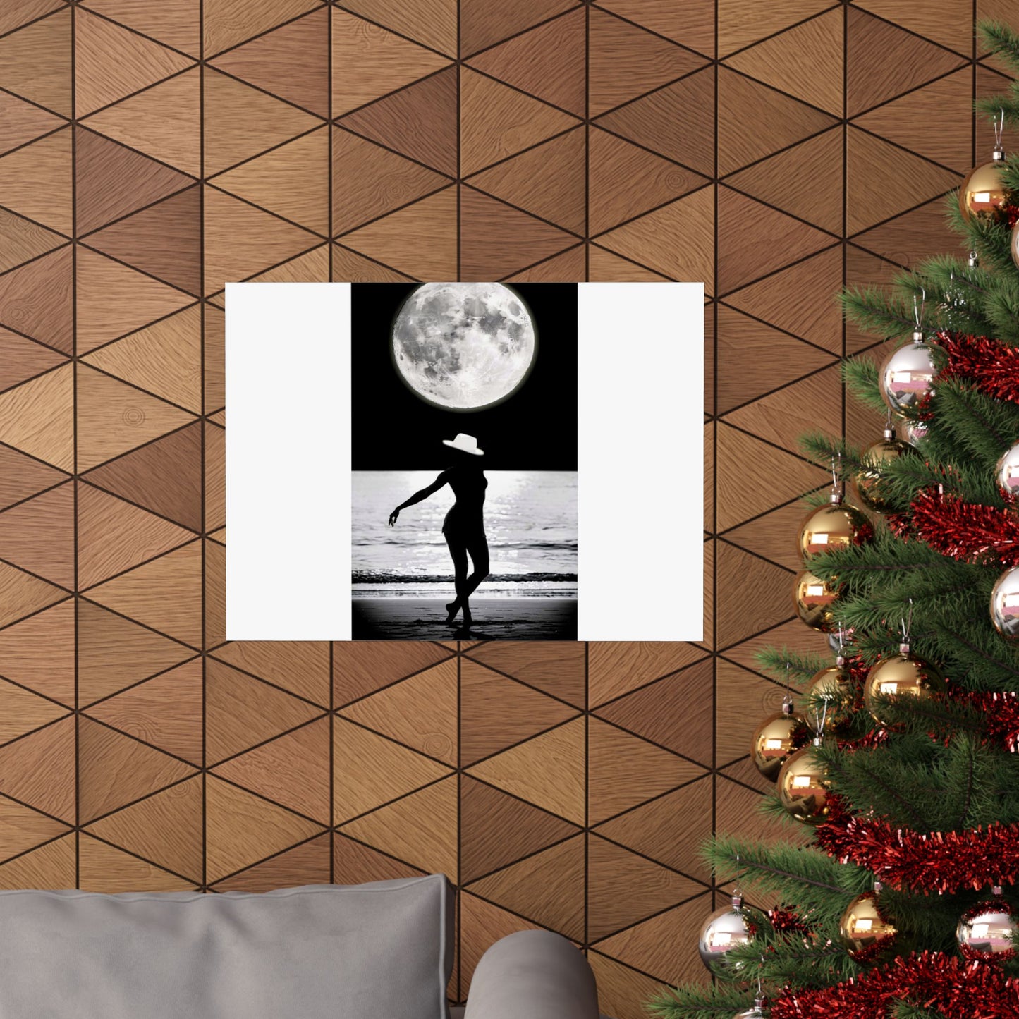 Moonlit Beach Silhouette Matte Poster