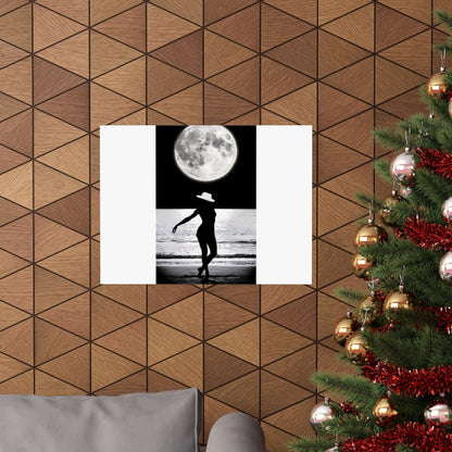 Moonlit Beach Silhouette Matte Poster
