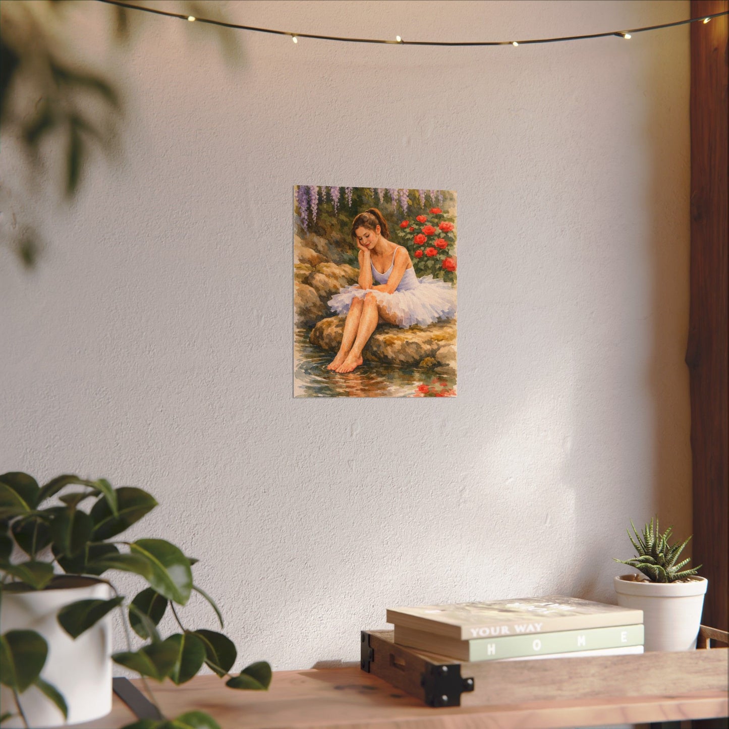 Ballerina by the Pond Watercolor Poster — Matte Textured Art Print