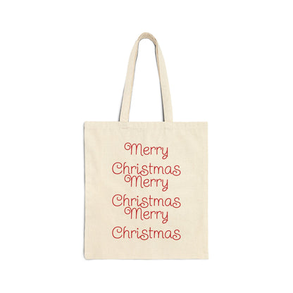 Merry Christmas Cotton Canvas Tote Bag