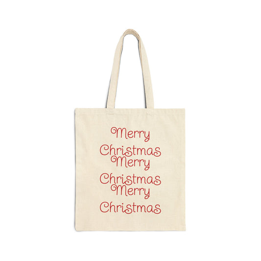 Merry Christmas Cotton Canvas Tote Bag
