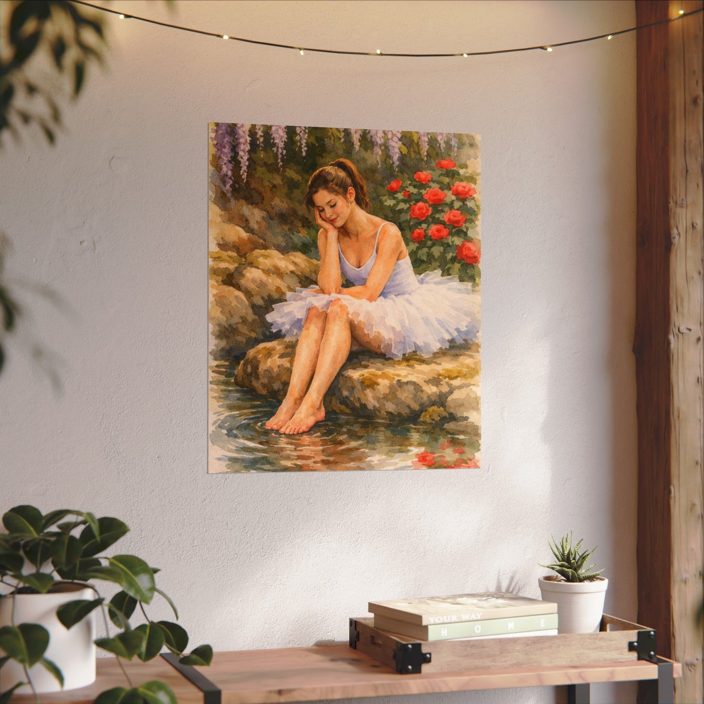 Ballerina by the Pond Watercolor Poster — Matte Textured Art Print