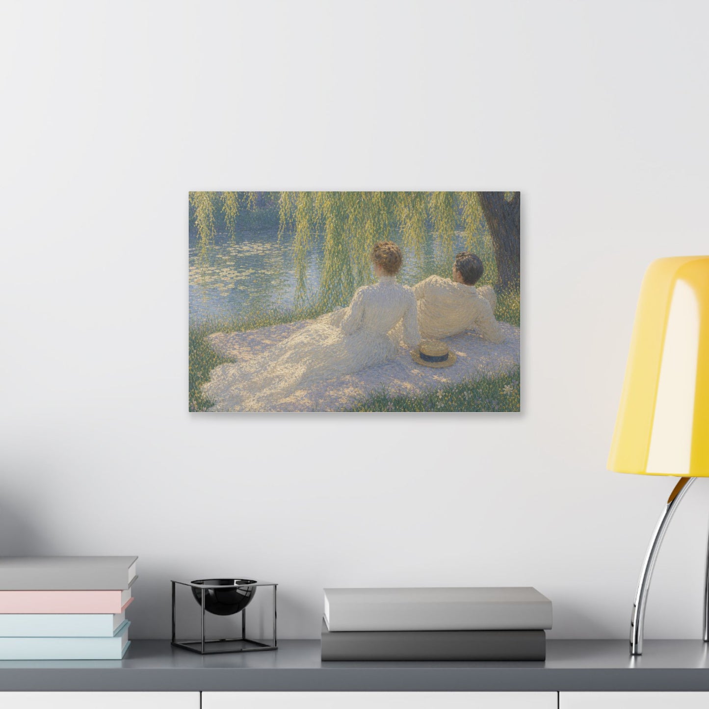Impressionist Couples by the Lake — Classic Stretched Canvas Art Print