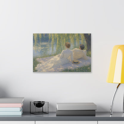 Impressionist Couples by the Lake — Classic Stretched Canvas Art Print