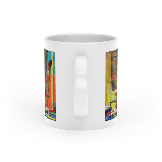 Artist's Studio Cat Coffee Mug — Colorful Painter's Room Ceramic Mug