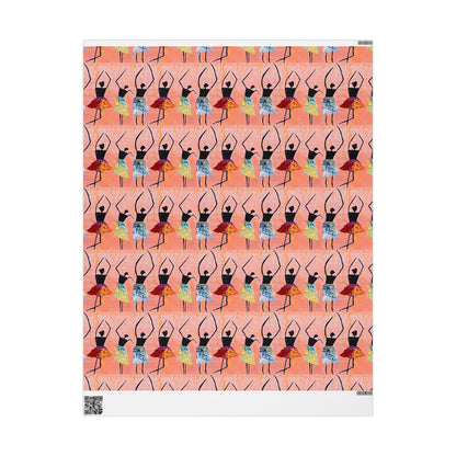Ballerina Pattern Wrapping Paper — Pink Dance Gift Wrap (Reusable Gift Wrap)