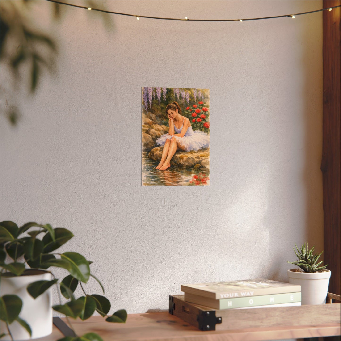 Ballerina by the Pond Watercolor Poster — Matte Textured Art Print