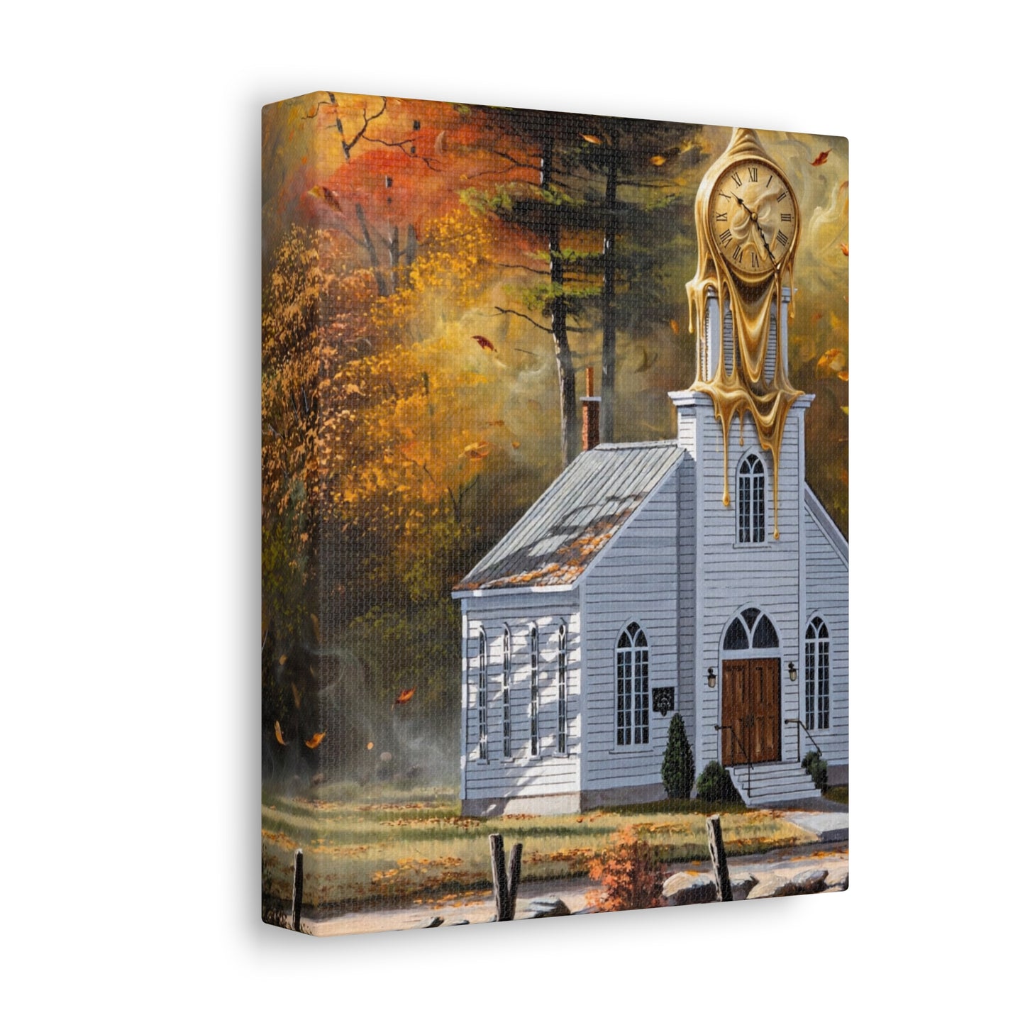 Autumn Chapel Wall Art — Stretched Canvas