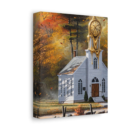 Autumn Chapel Wall Art — Stretched Canvas