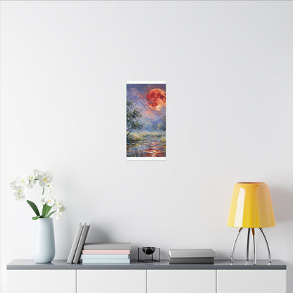 Red Moon Lake Matte Canvas Print — Stretched Wall Art