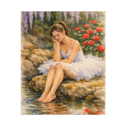 Ballerina by the Pond Watercolor Poster — Matte Textured Art Print