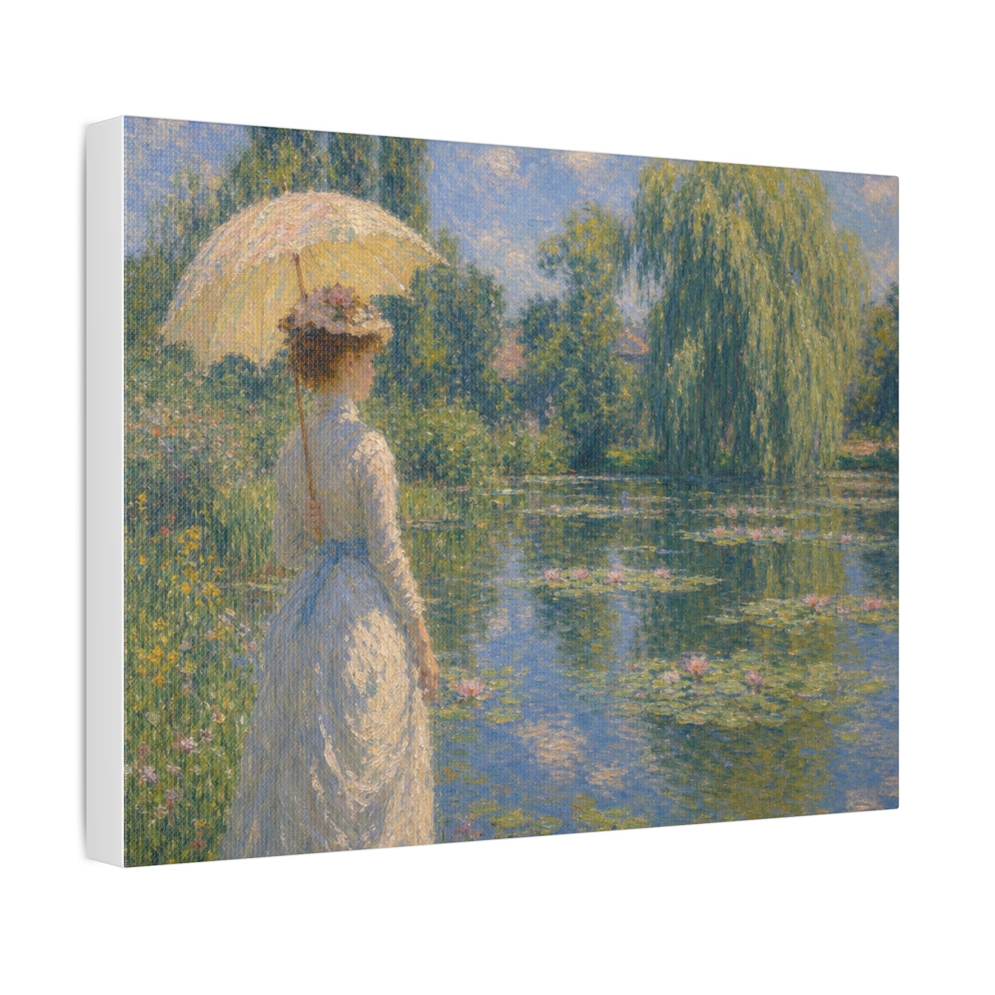 Impressionist Lady with Parasol Stretched Canvas Art