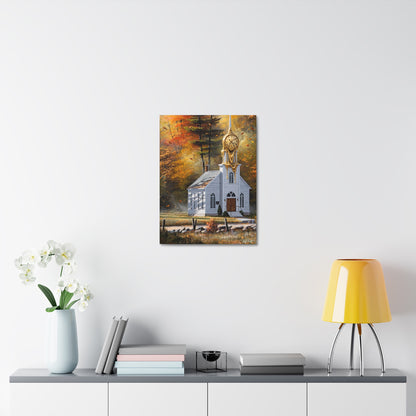Autumn Chapel Wall Art — Stretched Canvas
