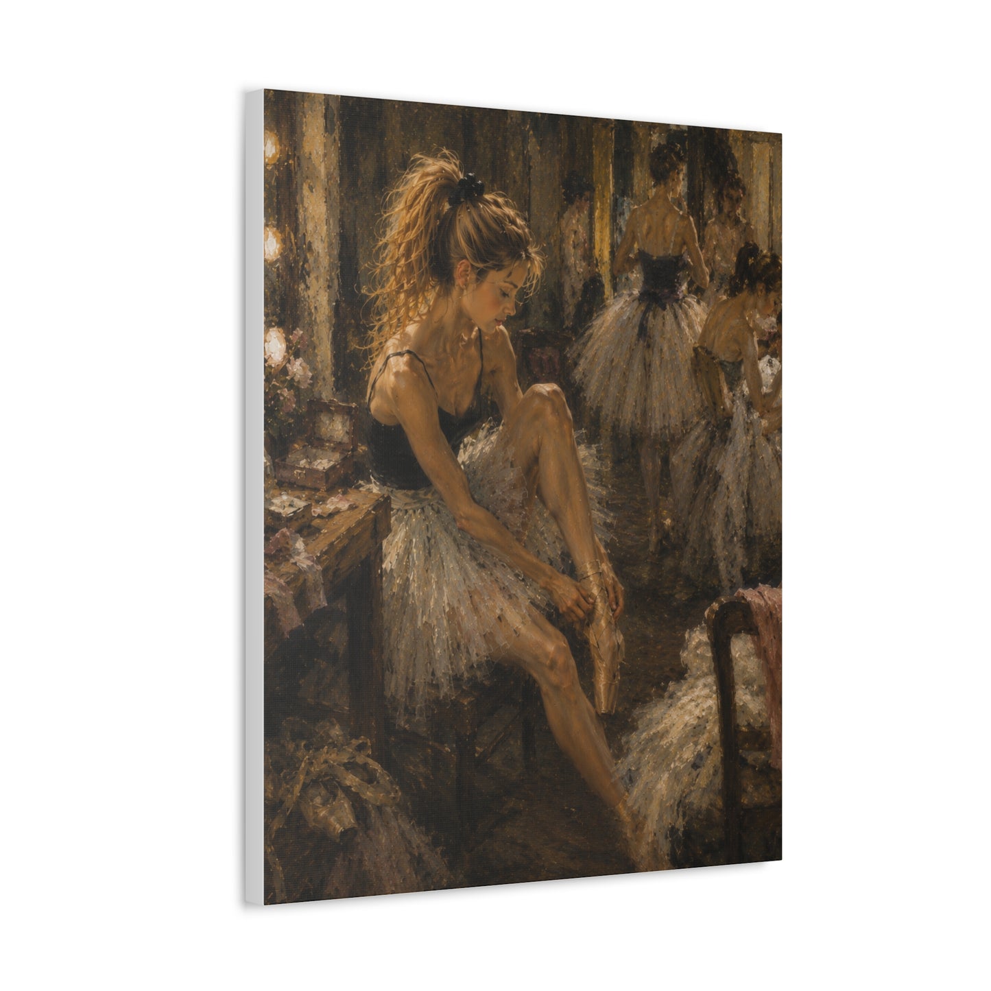 Ballet Dancer Stretched Canvas – Vintage Impressionist Ballerina Wall Art