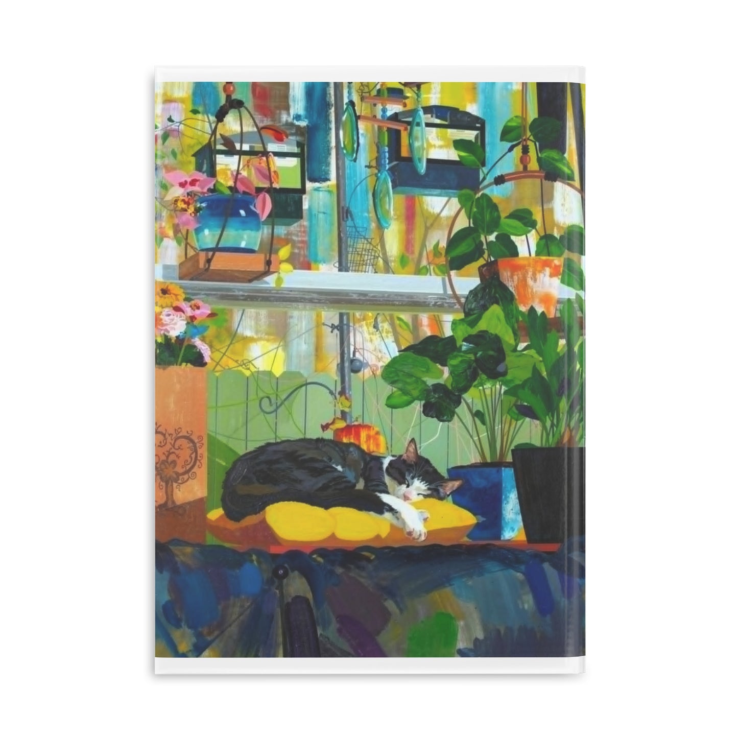 BonBon in the Garden Hardcover Notebook — Illustrated Cozy Cat Art Journal