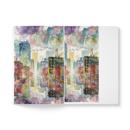 Cityscape Watercolor Journal – Colorful Urban Reflection Softcover Notebook
