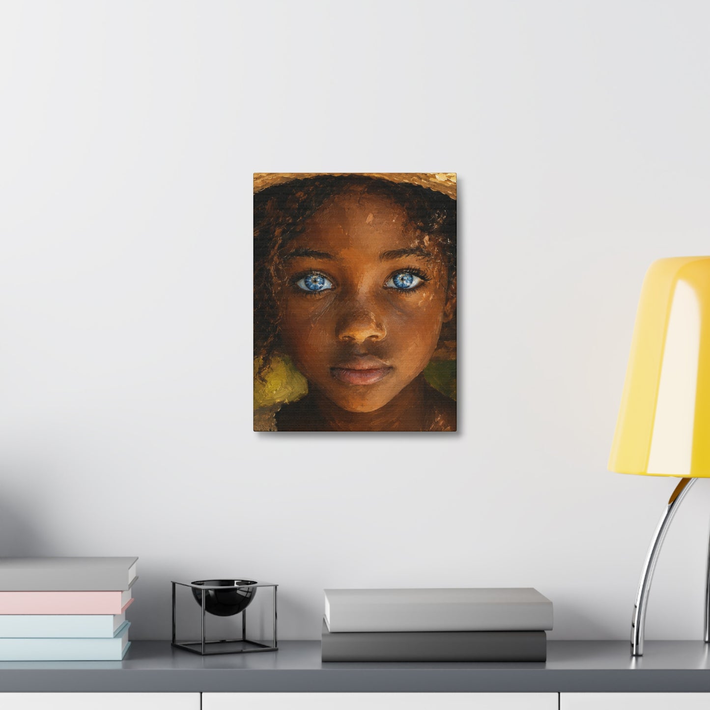 Canvas Wall Art — Portrait of Girl with Blue Eyes Stretched Canvas