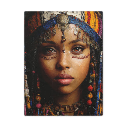 Boho Desert Princess Stretched Canvas Wall Art — Ethereal Tribal Portrait