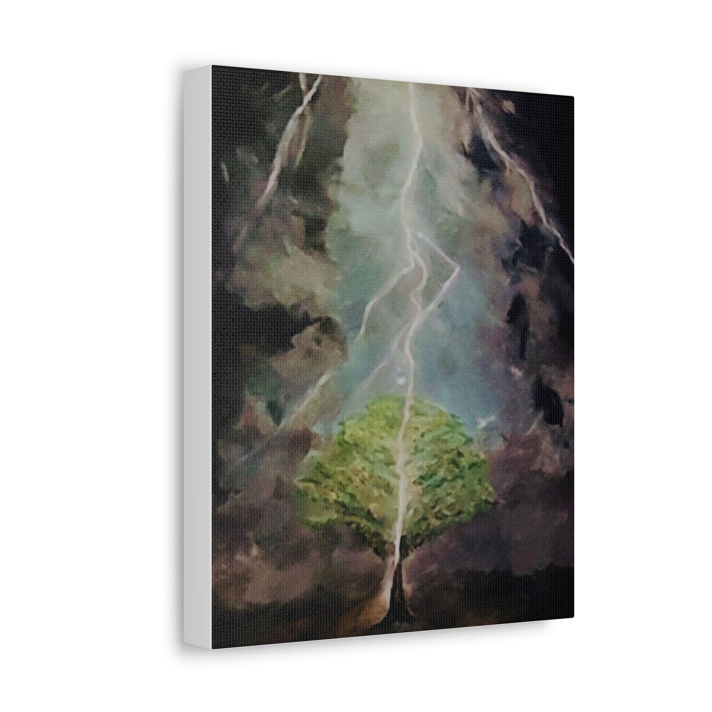 Lightning Tree Canvas Wall Art — Dramatic Storm Landscape Stretched Canvas
