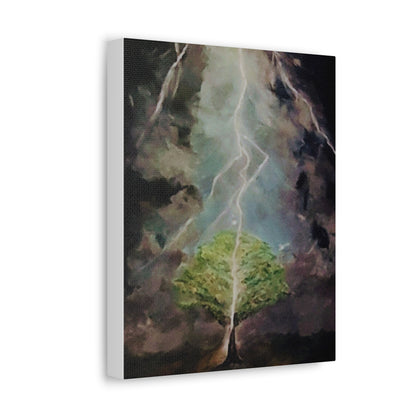 Lightning Tree Canvas Wall Art — Dramatic Storm Landscape Stretched Canvas